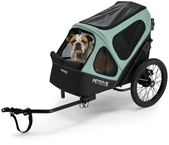 PETRIVE Hondenfietskar 3-in-1 - Opvouwbare Fietskar, Jogger en Transportkennel - Voor Hond en Kat tot 30 kg - Groen