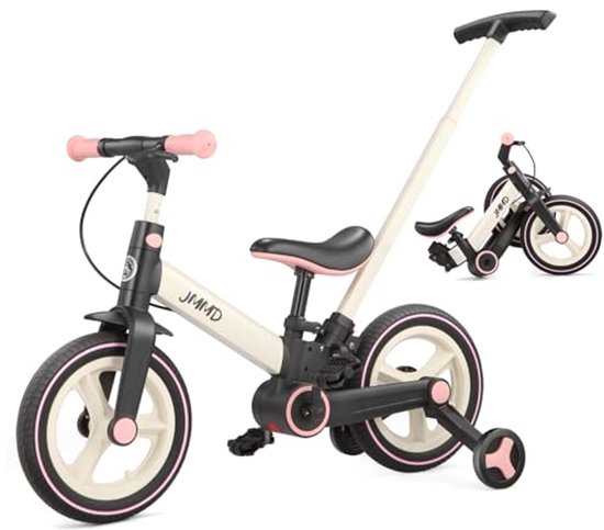 Peuterfiets met Duwhandvat voor Kinderen 1-3 Jaar - 6-in-1 Loopfiets met Zijwielen en Pedalen, Balansfiets voor Jongens en Meisjes met Rem en Stand van Sweetbabyiglio