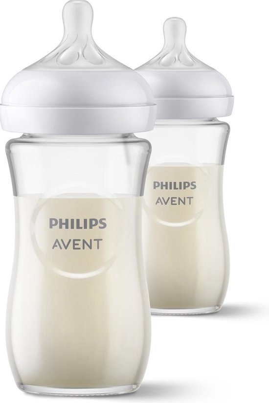 Philips Avent Natural Response Glazen Babyflessen 240 ml – Flow 3- 2 flessen van Philips
