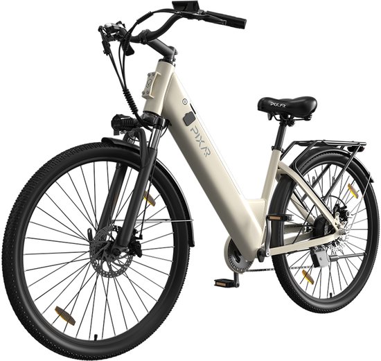 PIXAR C1-36V13AH Verwisselbare batterij-250W-27,5 inch elektrische stadsfiets-Lage zitpositie-Snelheidssensor-wit