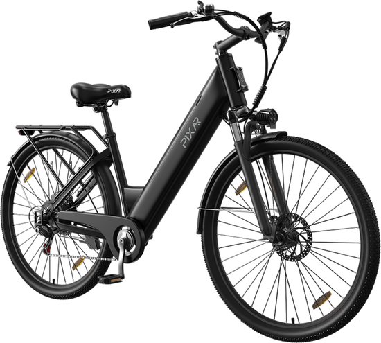 PIXAR C1-36V13AH Verwisselbare batterij-250W-27,5 inch elektrische stadsfiets-Lage zitpositie-Snelheidssensor-zwart