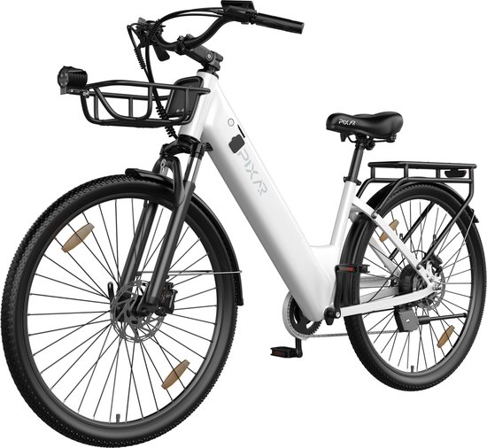 Pixar C1 Pro Elektrische Fiets - 250W Motor - 36V18Ah Accu - 28x1.95" Banden - Max Snelheid 25km/u - Max Bereik 80-100km - Shimano 7-Snelheden - Wit