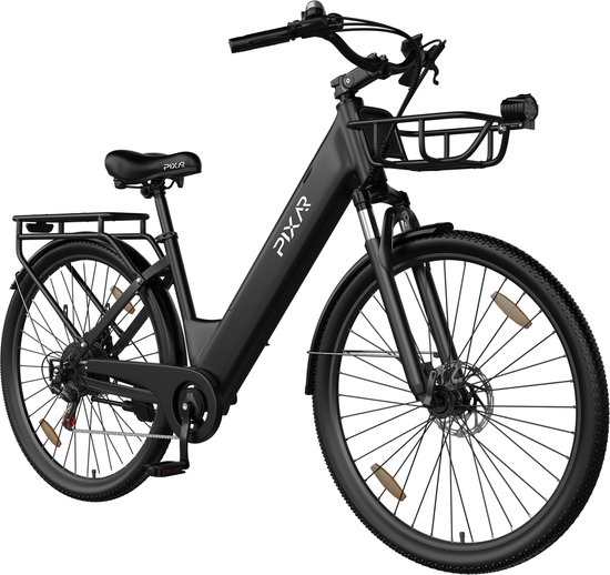 Pixar C1 Pro Elektrische Fiets - 250W Motor - 36V18Ah Accu - 28x1.95" Banden - Max Snelheid 25km/u - Max Bereik 80-100km - Shimano 7-Snelheden - Zwart