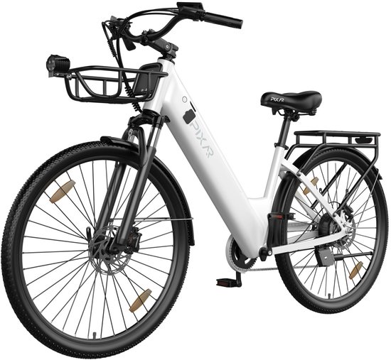 PIXAR C1PRO-36V18AH-27,5inch elektrische fiets-Hydraulische remmen-Stadsforens-e-bike met lage instap-wit