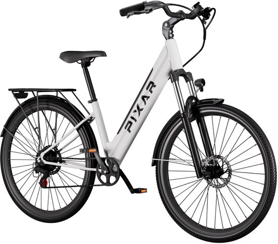 PIXAR Cruiser Elektrische Fiets - 250W Motor - 36V12.8Ah Batterij - 27.5" Band - Shimano 7 Versnellingen - Maximaal bereik van 80 km - Wit van PIXAR