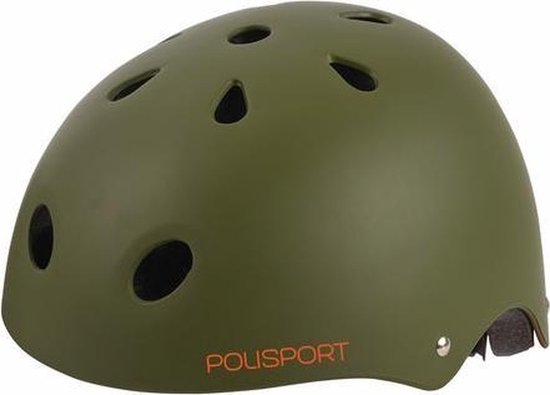 Polisport Junior Tag fietshelm kind - Maat S (53-55cm) - mat groen/oranje van Polisport