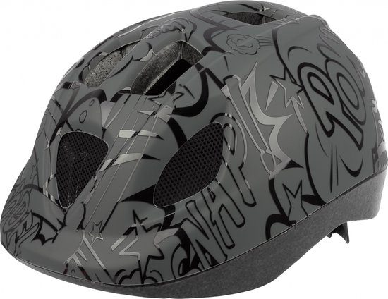 Polisport Kinderhelm - XS (46-53 cm) - Grijs/Zwart - 10 Koelopeningen - Wasbare Vulling - Veiligheidsnorm EN1078 van Merkloos