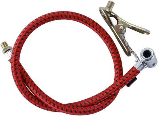 Pomp Slang - Fietsaccessoire - Banden Oppompen - Duurzaam Metaal Nylon - 50 cm Lengte - Rood