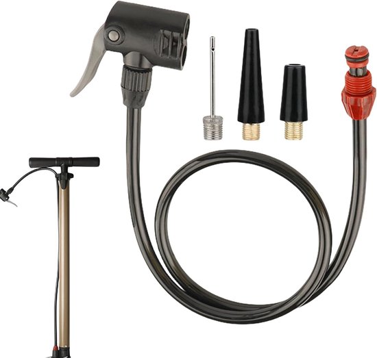 Pompaansluitstuk - Luchtpomp adapter - Banden Oppompen - Lekvrije Snelkoppeling - 80 cm - Zwart