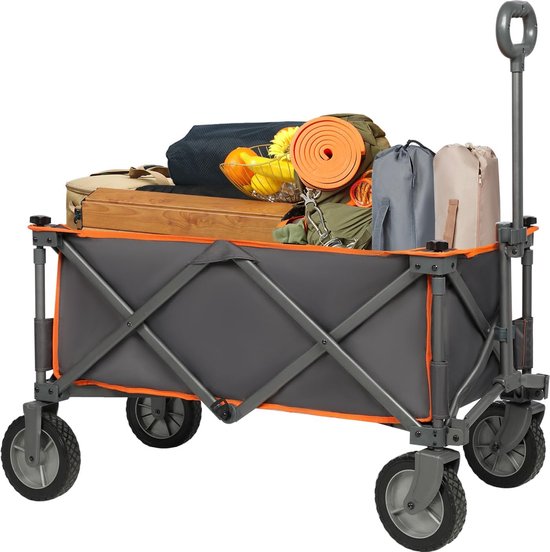 Portal Opvouwbare Trolley Trolley Buiten Opvouwbaar met verwijderbare stof Festivaltuin Camping Picknick Ondersteunt tot 100 kg Draagbare aanhangwagen (oranje) van Portal