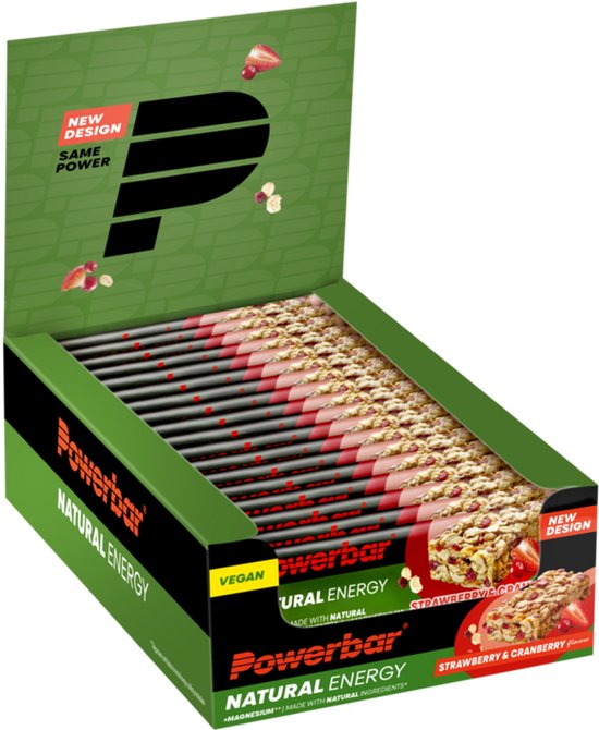 Powerbar Vegan energiereep | Natural Energy Bar | Strawberry & Cranberry 18x40g