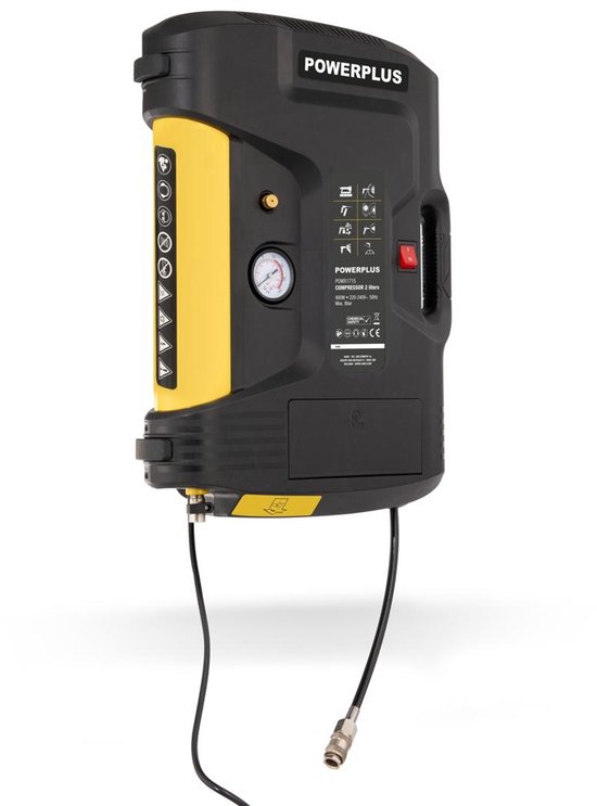 Powerplus Compressor POWX1715 - Compressor met wandmontage - 900W en inhoud 2L