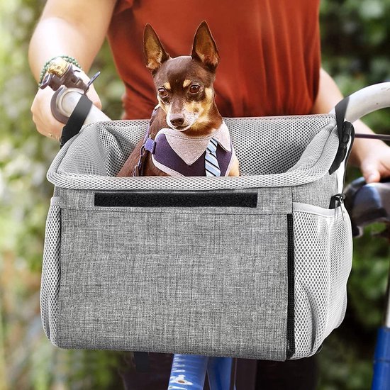 Premium Château Animaux® Fiets Mand voor Hond - Fietstas - Hondenmand fiets - Multifunctionele Afneembare Fiets Tas - Schoudertas - Rugtas voor Dier - Fietsmand Hond Voorop - 30x40x35 - Nieuwste versie van Merkloos
