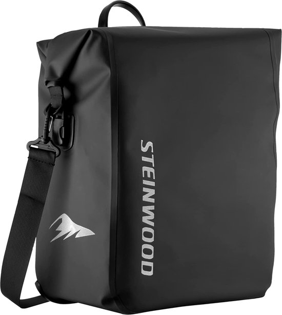 Premium fietstas voor bagagedrager, 20 L, waterdichte schoudertas op rol, accessoiretas voor heren en dames, fiets & e-bike, zwart van Merkloos