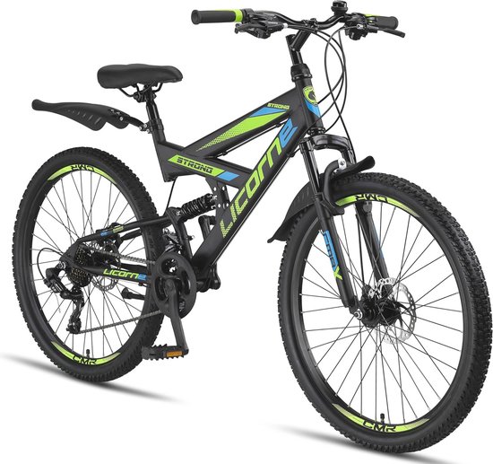 Premium Mountainbike 26, 27.5 en 29 Inch - Volledige Vering, 21 Versnellingen en Schijfremmen voor Jongens en Meisjes van Merkloos