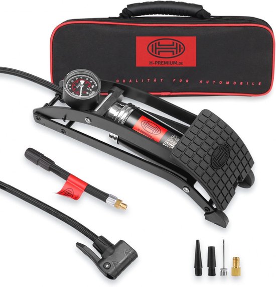 Premium Voet Luchtpomp 100PSI 10BAR voor Auto en Fiets met Adapters
