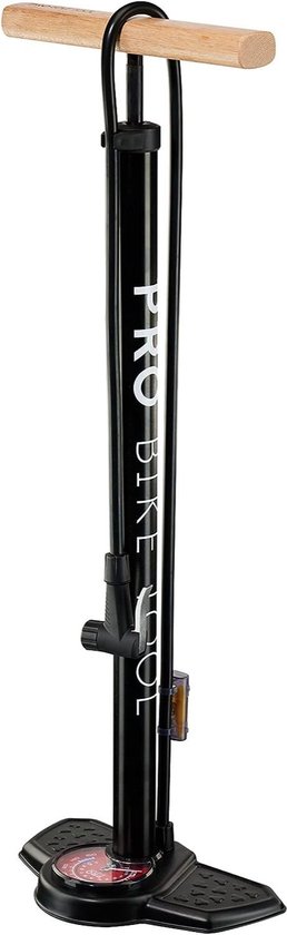 PRO BIKE TOOL Luchtpomp fiets - staande luchtpomp met hoogwaardige houten handgreep, fietspomp voor alle ventielen (Presta en Schrader) - tot 11 bar / 160 psi - pomp met manometer voor racefiets van Pro