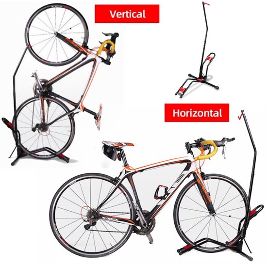 PRO Fietsenrek Fiets Verticaal of Horizontaal stallen - Universeel Fietsrek standaard voor 1 Fiets - Fietsenstalling van Merkloos
