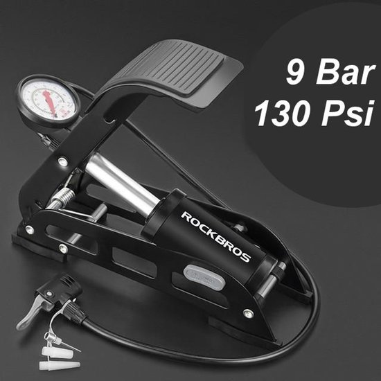 PRO Voetpomp - Fietspomp met drukmeter 130 Psi - Enkele Cilinder en Manometer - Autobanden - Fietsenband - Motorband