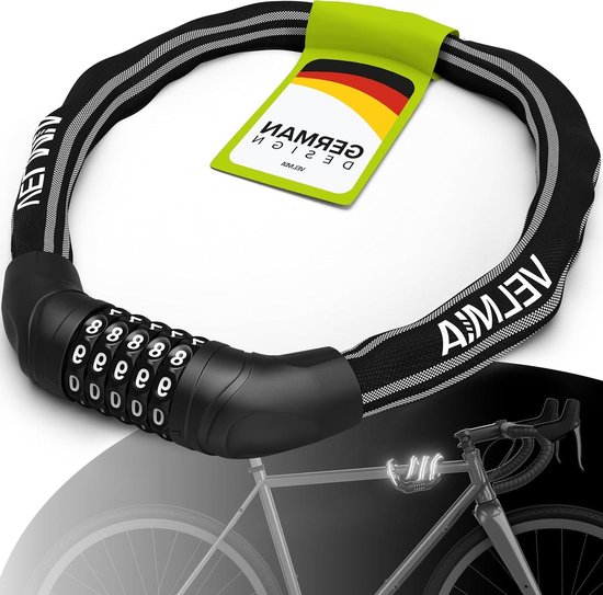 Programmeerbaar cijferslot fietsslot met reflecterende strepen - gehard roestvrij staal - extra zichtbaarheid van Pro
