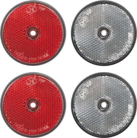 ProPlus Reflector Set - 4 stuks - 2x rood - 2x wit - schroefbevestiging - 60 mm - rond van ProPlus
