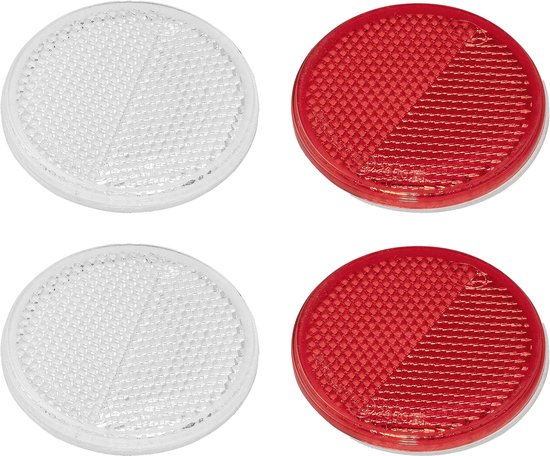 Proplus Reflector Set - 4 stuks - 2x rood - 2x wit - zelfklevend - 60 mm - rond van ProPlus