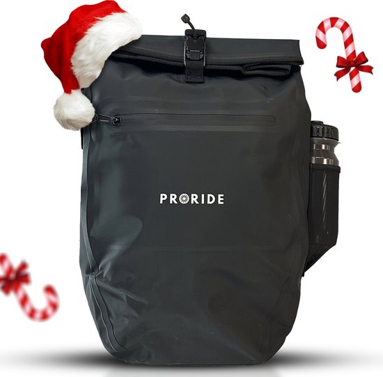 Proride Enkele Fietstas - 100% Waterdicht - Duurzaam - 28 Liter - Zwart - Pakaftas Elektrische Fietsen - Gratis schouderband van Proride