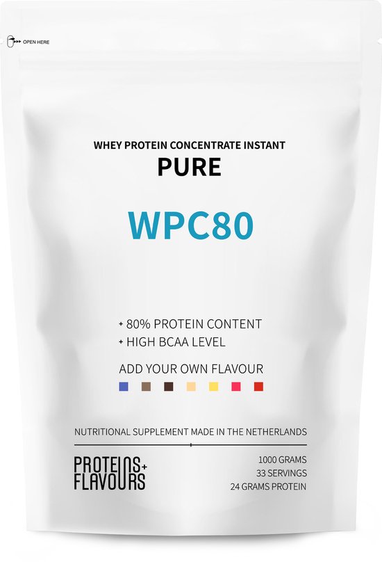 Proteins+Flavours - Whey Protein Concentrate - WPC80 Pure Whey Concentraat - Instant Eiwitpoeder zonder smaak - 1000 gram
