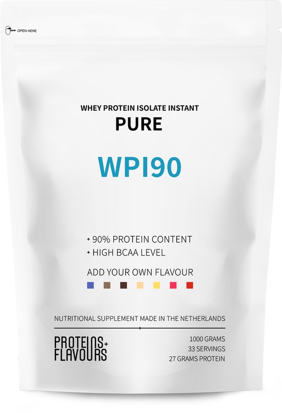 Proteins+Flavours - Whey Protein Isolate - WPI90 Pure Whey Isolaat - Instant Eiwitpoeder zonder smaak - 1000 gram-Zuiver-Whey van Merkloos