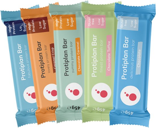 Protiplan - Protein Bars Mix – Eiwitrijke Low Carb Repen Snack - 5x High Protein Protein Bars & Eiwitrepen – Sportvoeding & Gezonde Tussendoor Snack van Merkloos