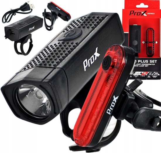 PROX AERO Fietsverlichting Set USB 400Lm Voor + 10Lm Achter