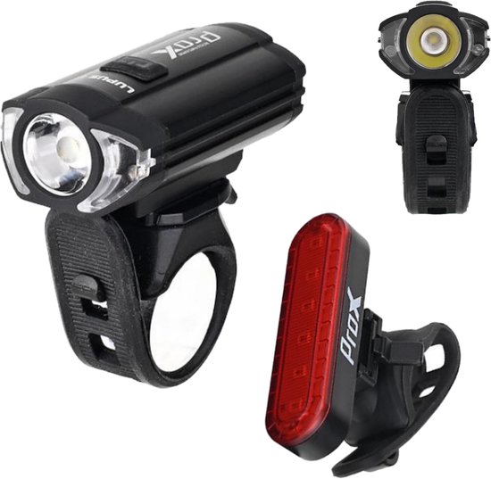 PROX LUPUS II Fietsverlichting Set Voor & Achter 300 Lm USB-C 1100 mAh