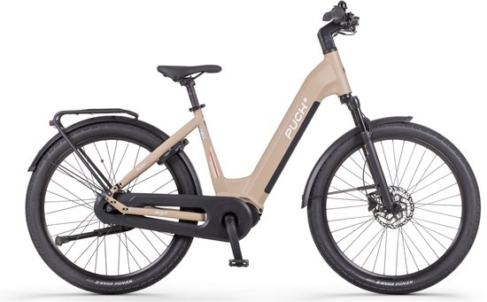 Puch E-Felice N7 - Elektrische Fiets - Mat Beige - 53cm - Lage Instap - 720Wh Accu Capaciteit - 250W Ananda Middenmotor - Hydraulische Remmen - Shimano Nexus 7 Versnellingen van Merkloos