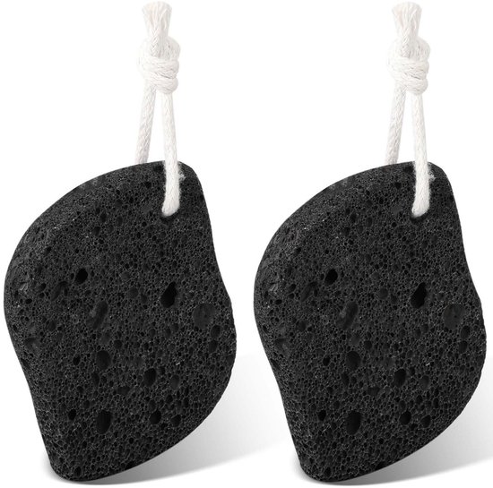 Pumice Stones 2pcs Natural Volcanic Lava Stone for Hands and Feet, Foot Scrubber for Callus Remover, Natural Foot File for Dead Skin, Hard Skin (Black)