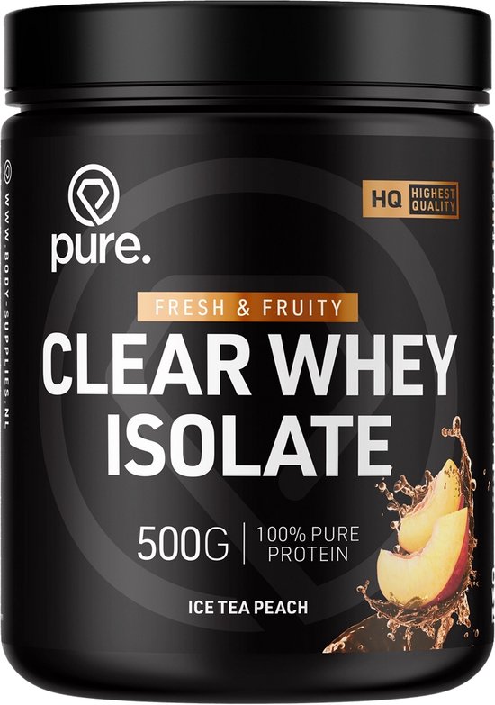 Pure. Clear Whey Isolate - Eiwit Limonade - Clear Whey Protein - Verfrissende Eiwit poeder - Ice Tea Peach - 20 servings - 500g van Merkloos