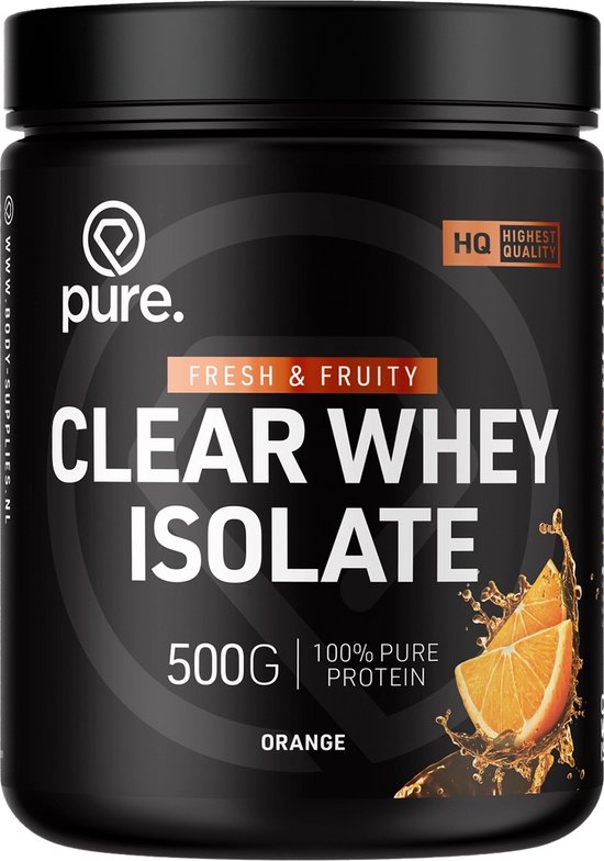 Pure. Clear Whey Isolate - Eiwit Limonade - Clear Whey Protein - Verfrissende Eiwit poeder - Orange - 20 servings - 500g