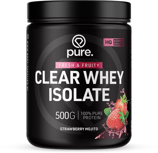 Pure. Clear Whey Isolate - Eiwit Limonade - Clear Whey Protein - Verfrissende Eiwit poeder - Strawberry Mojito - 20 servings - 500g