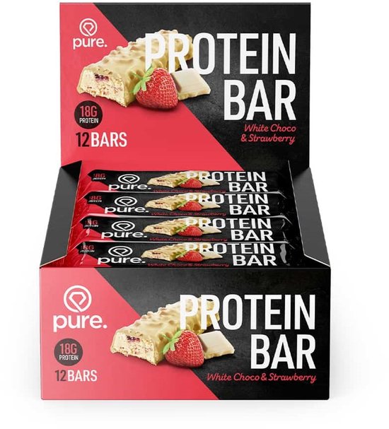 Pure. Protein Bar Crunchy - White Choco & Strawberry- 12 eiwitrepen - 18g protein