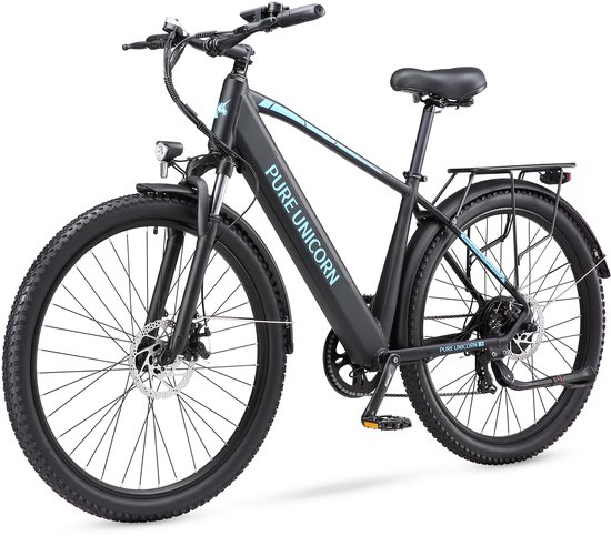 PURE UNICORN U3 Elektrische Fiets - 48V 12,8Ah Uitneembare Accu - 40–60 km Actieradius - Shimano 7 Versnellingen - 29 x 2,4 inch - Voorvering - Mechanische Schijfremmen