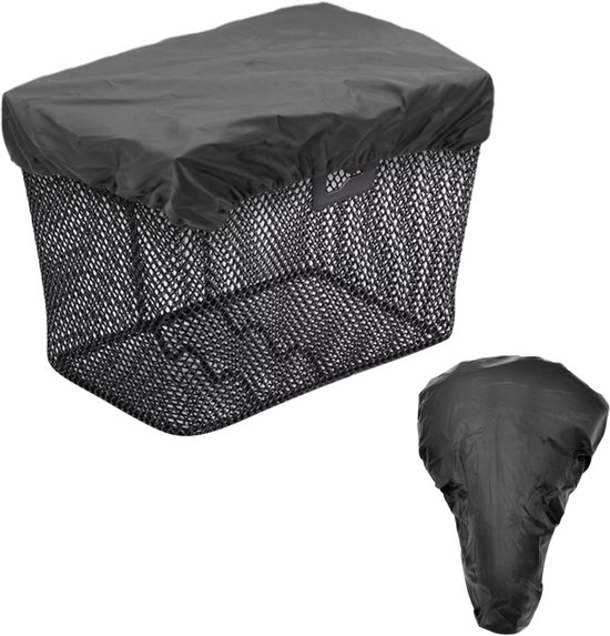 Purepeak Fietskrat Hoes Incl. Zadelhoes - 40x50cm - Krathoes Fietsmand Waterbestendig - Afdekhoes - Crate Cover - Zwart
