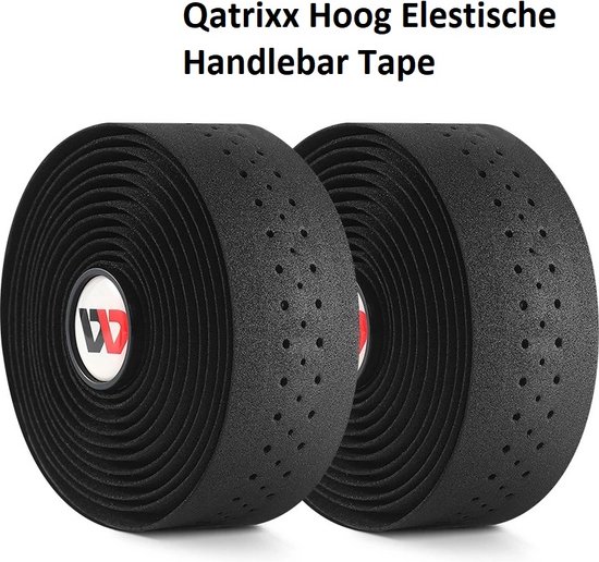 Qatrixx Bar Tape Stuurlint - Stuurlint fietsstuur - Stuurtape - Met twee stuureindpluggen - Zelfklevend - ademend - Zwart
