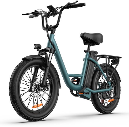 Qekud E20 Elektrische Fiets – 20" Vetbanden – 48V 13Ah Accu – 100km Bereik – Shimano 7 Versnellingen – Groen van Merkloos