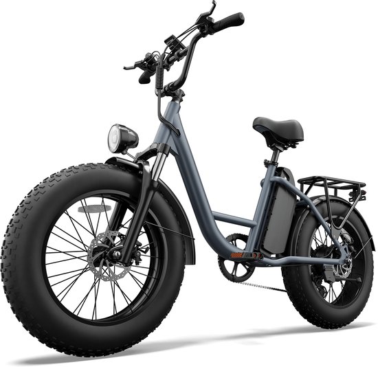 Qekud E20 PRO Elektrische Fiets – 250W Motor, 48V 15.6Ah Accu, 20"x4.0" Vetbanden, SHIMANO 7 Versnellingen van Merkloos