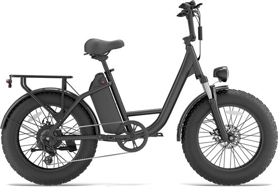 Qekud E20 PRO Elektrische Fiets – 48V 15.6Ah Accu, 20"x4.0" Vetbanden, SHIMANO 7 Versnellingen van Merkloos