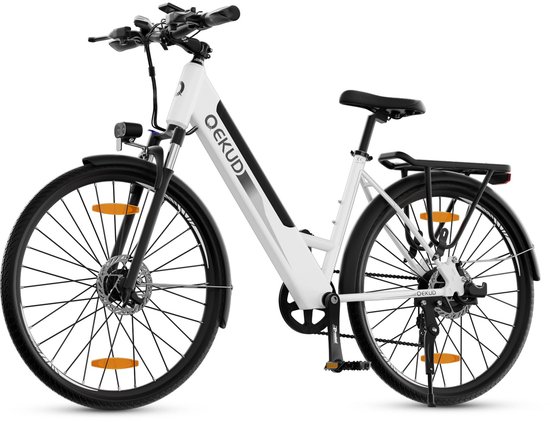 Qekud Elektrische Fiets - E-bike - 26 / 27.5 inch - 250W Motor -36V 13Ah Accu - 100km - 7 Versnellingen - met app - Wit