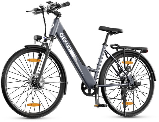 Qekud Elektrische Fiets - E-bike - 26 inch - 250W Motor -36V 13Ah Accu - 100km - 7 Versnellingen - met app - grijs
