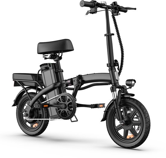 Qekud F1L 14" Opvouwbare Elektrische Fiets – 48V 7,5Ah Accu, 250W Motor, 25km/u, 40km Bereik, Dubbel Geveerd, Schijfremmen – Zwart van Merkloos