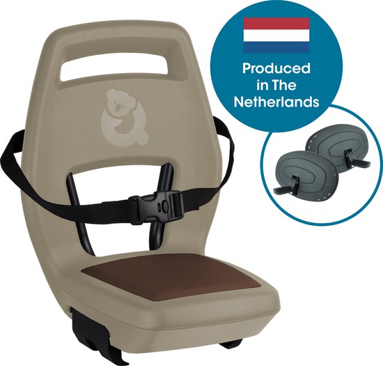 Qibbel Junior 6+ Fietsstoeltje Achter Bagagedrager bevestiging - Cappuccino - inclusief voetbeschermingsplaten en voetsteunen van Qibbel