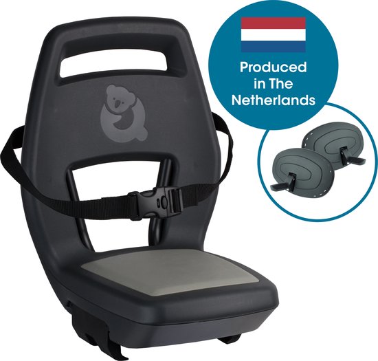 Qibbel Junior 6+ Fietsstoeltje Achter Bagagedrager bevestiging - Grey - inclusief voetbeschermingsplaten en voetsteunen van Qibbel
