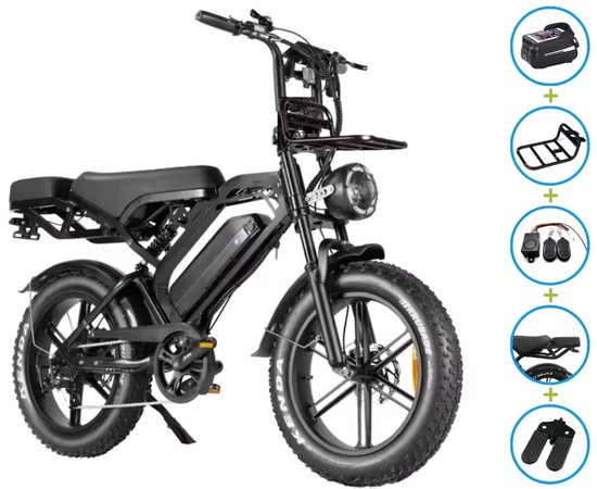 QM V20 PRO Luxury Full Options fatbike - zwart - elektrische fatbike van Merkloos